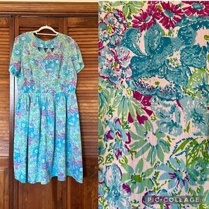1960s vintage watercolor floral dress in volup sizing